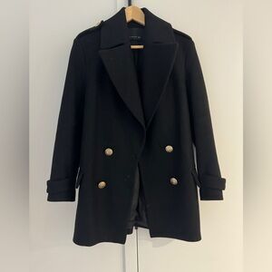 Zara Classic Navy Black Peacoat Jacket Coat Size XS